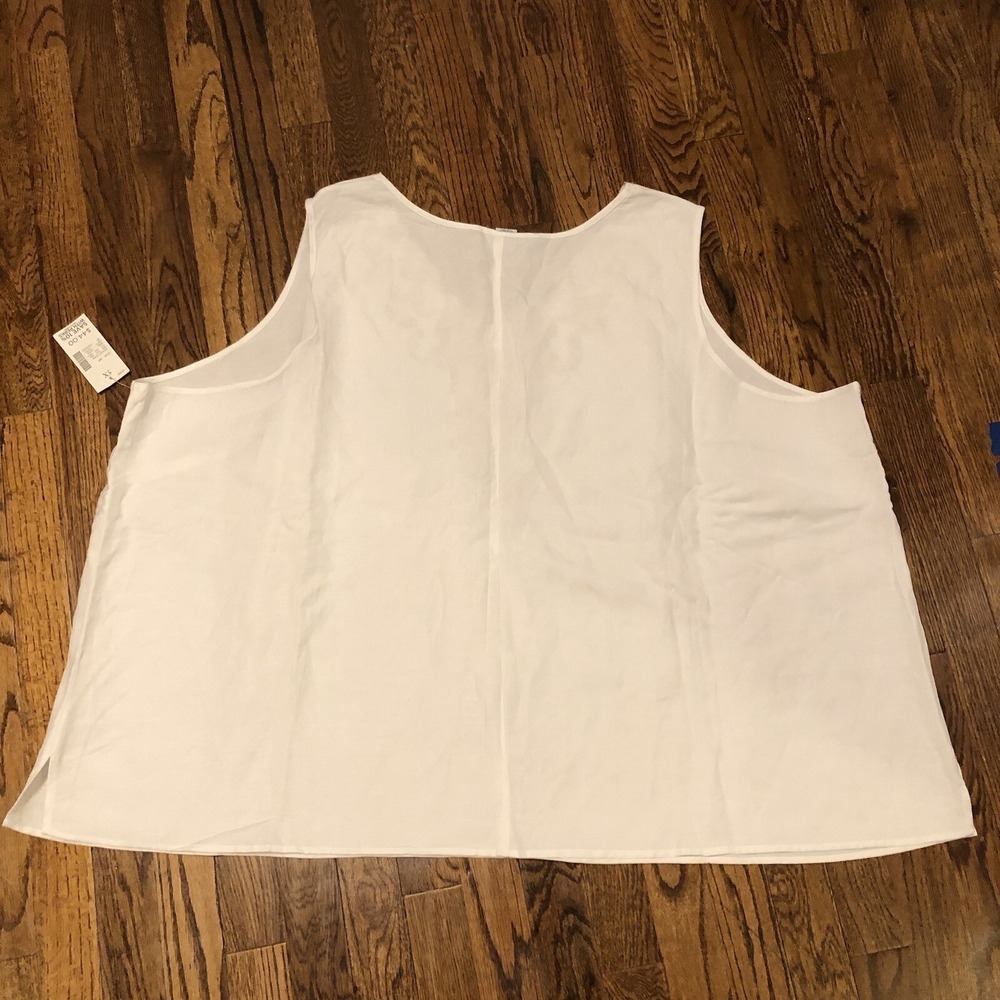 Maggie Barnes Catherines Tank Top Womens 5X White Linen Blend Embroidered Summer - Picture 2 of 5